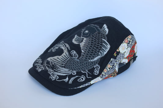 Embroidered Japanese Flat Koi Fish Cap