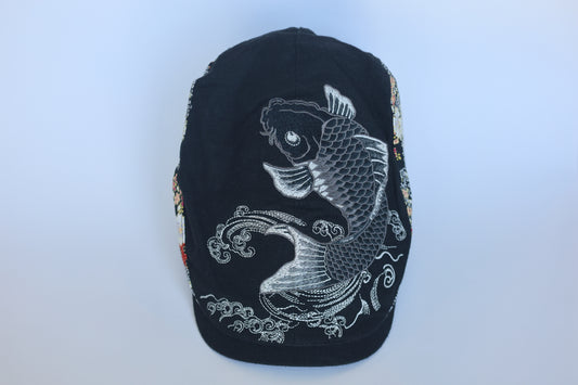 Embroidered Japanese Flat Koi Fish Cap